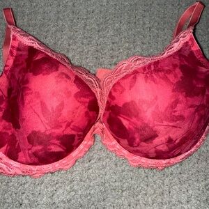 Natori Red Coral Floral Feathers Bra
